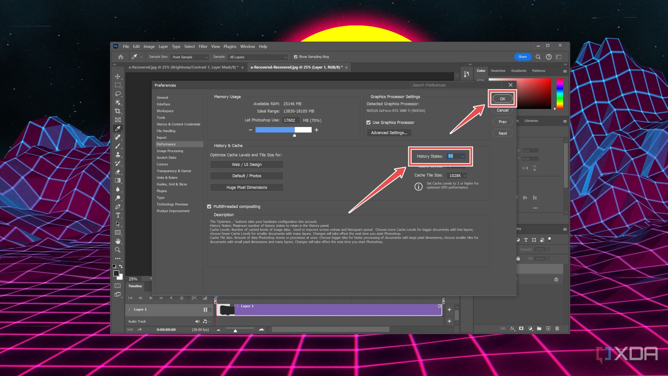 Increasing the History States available in Photoshop