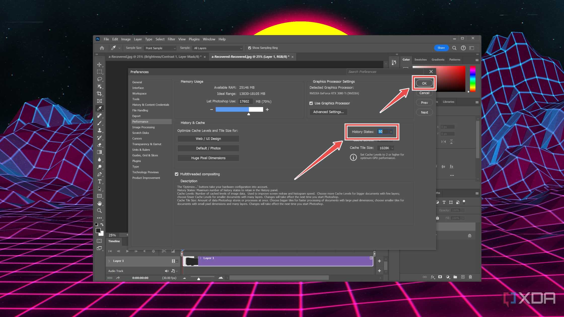 Increasing the History States available in Photoshop