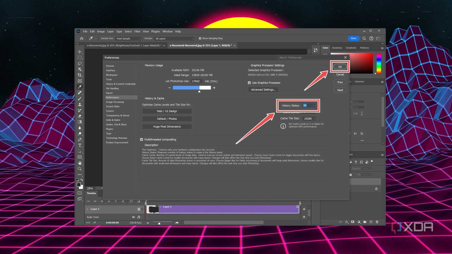 Increasing the History States available in Photoshop