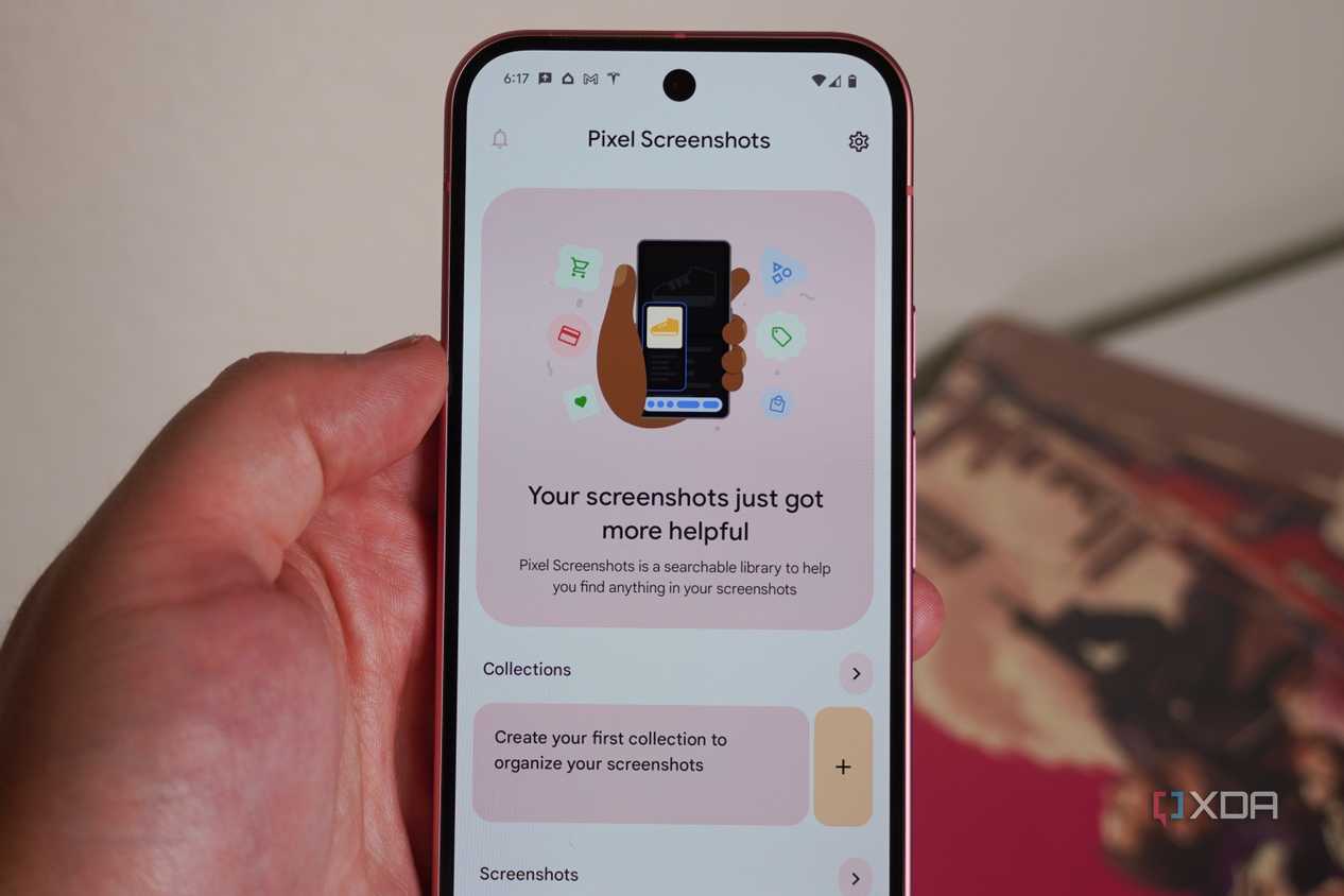 A Pixel Screenshots explainer on a Google Pixel 9.