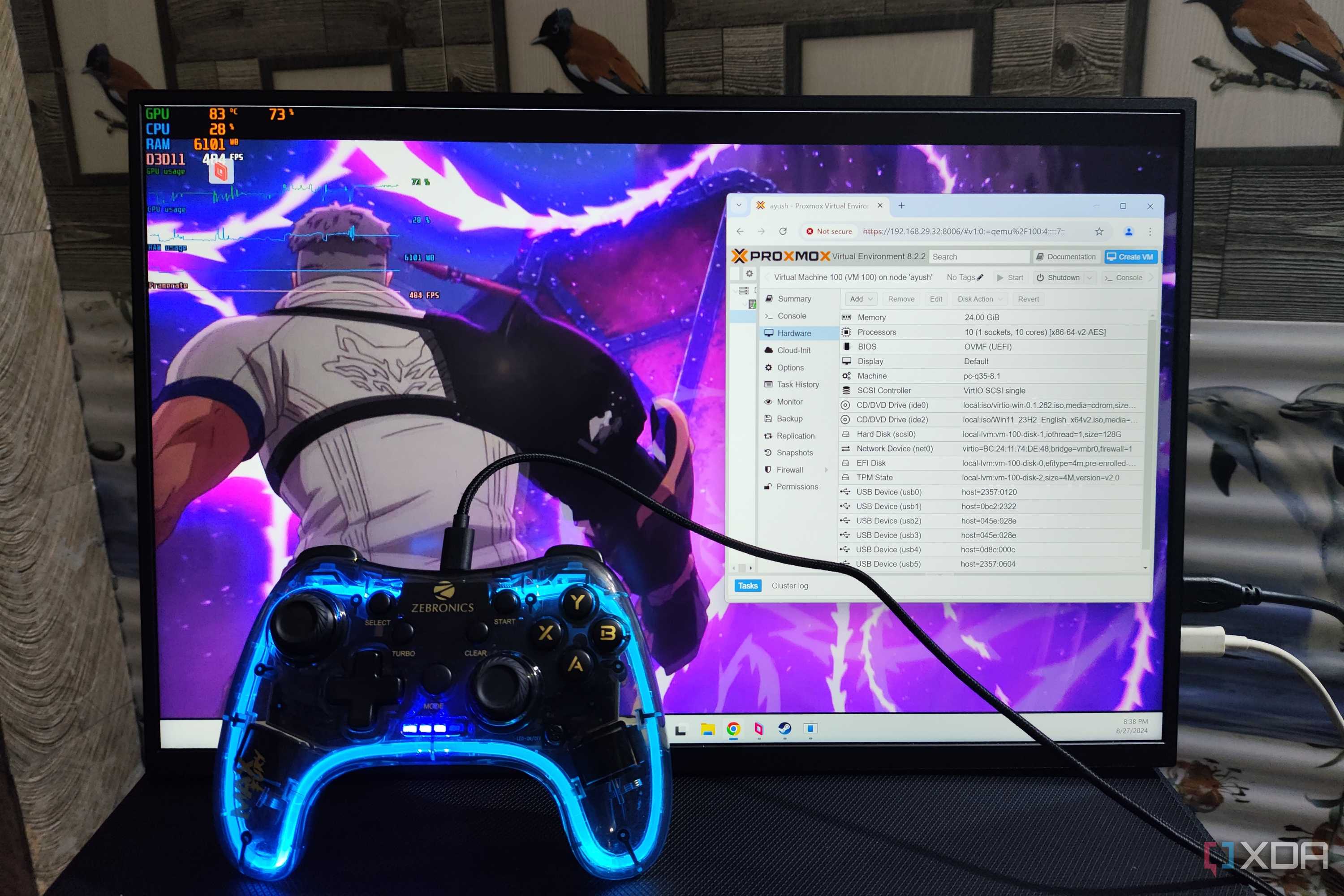 Tales of Arise running on a Windows 11 Proxmox VM, with Parsec streaming it to a client PC