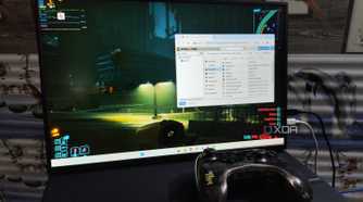 Cyberpunk 2077 running on a Windows 11 Proxmox VM, with Parsec streaming it to a client PC