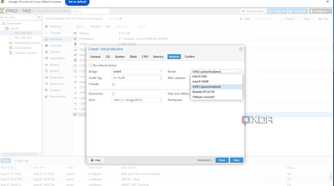 Picking the network driver model in the Proxmox web UI