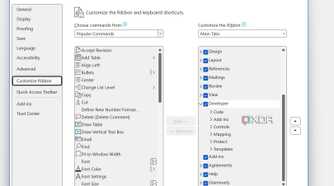 Microsoft Word ribbon customization