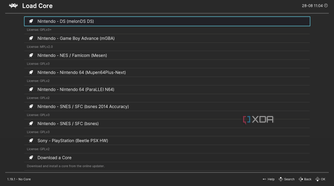 Screenshot of isntalled cores in RetroArch