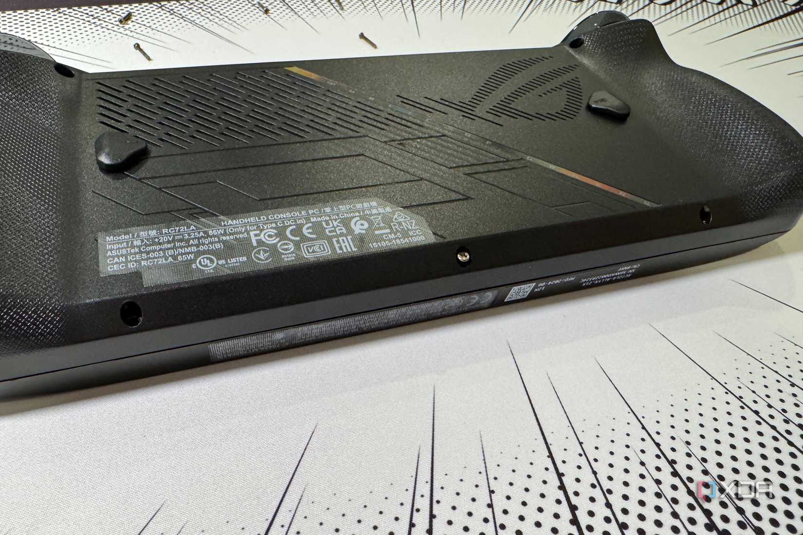 rog ally x seen from the back with the back panel loosely attached