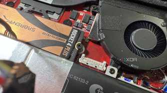 sabrent 2tb ssd fastened in the m.2 slot of rog ally x