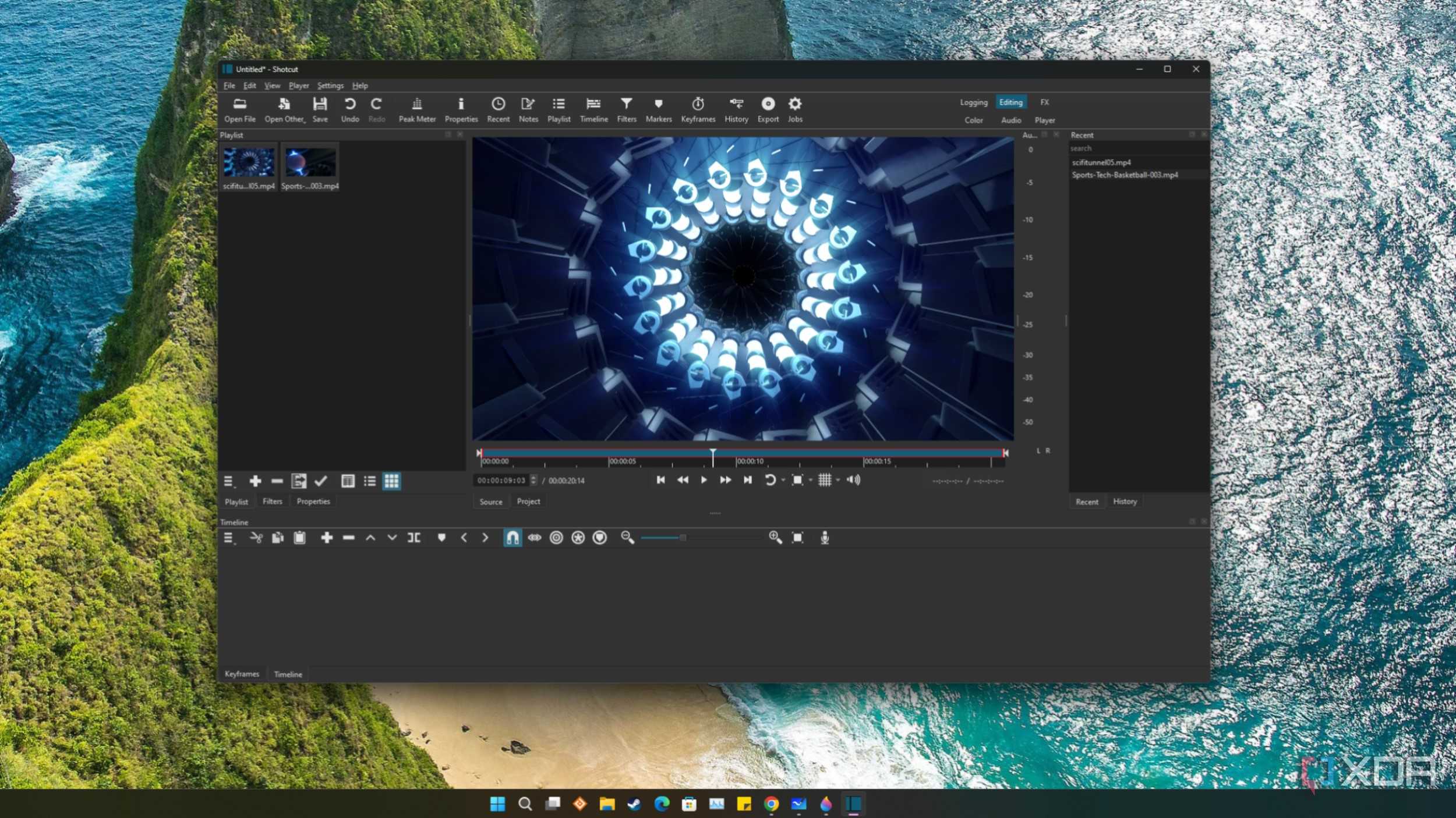 screenshot of shotcut video editor being used in windows 11