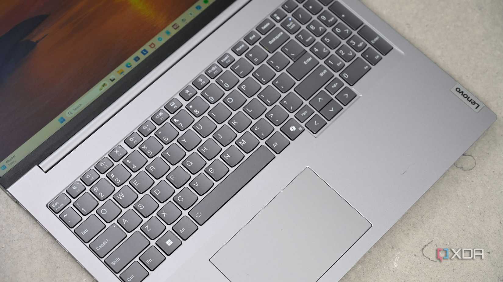 Close up of Lenovo ThinkBook 16 Gen 7 keyboard laid flat