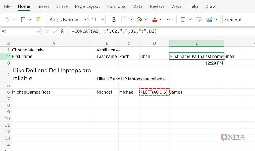 CONCAT function in Excel