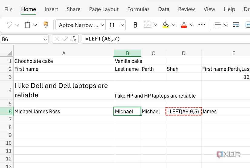LEFT function in Excel