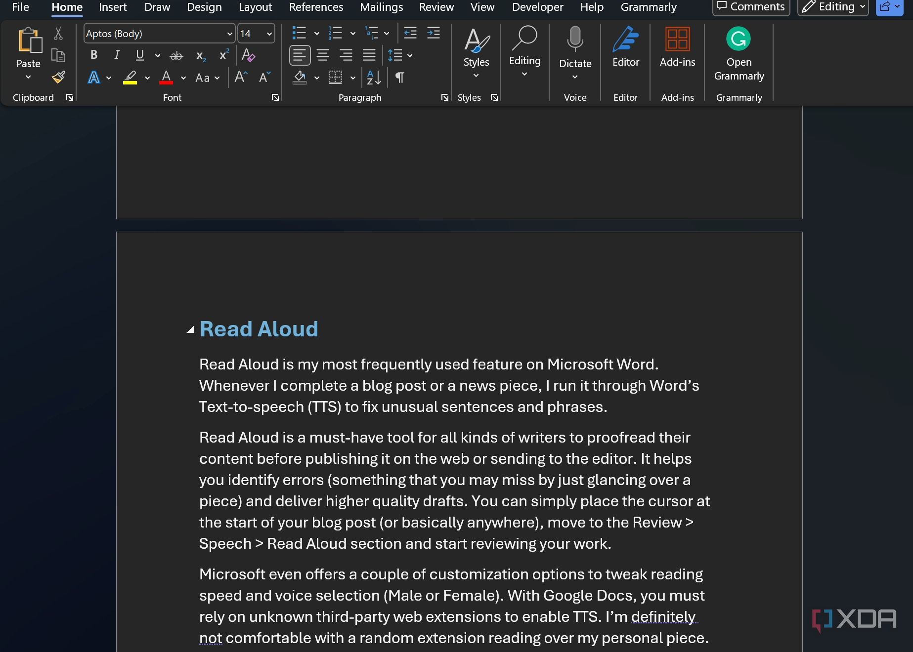 Microsoft Word dark theme
