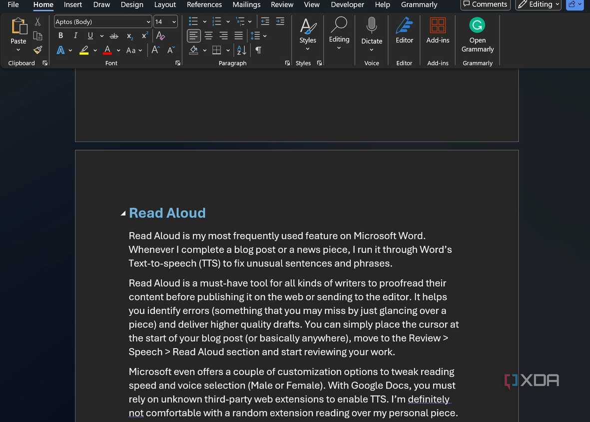 Microsoft Word dark theme