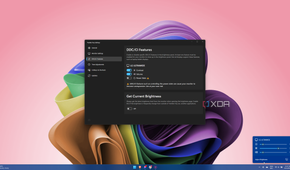 Screenshot of Twinkle Tray settings showing options for changing contrast and volume of a connected DDC/CI monitor