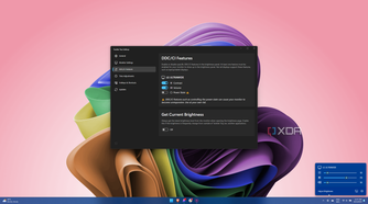 Screenshot of Twinkle Tray settings showing options for changing contrast and volume of a connected DDC/CI monitor