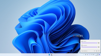 Screenshot of WIndows 11 with the Twinkle Tray flyout showing brightness sliders for two monitors