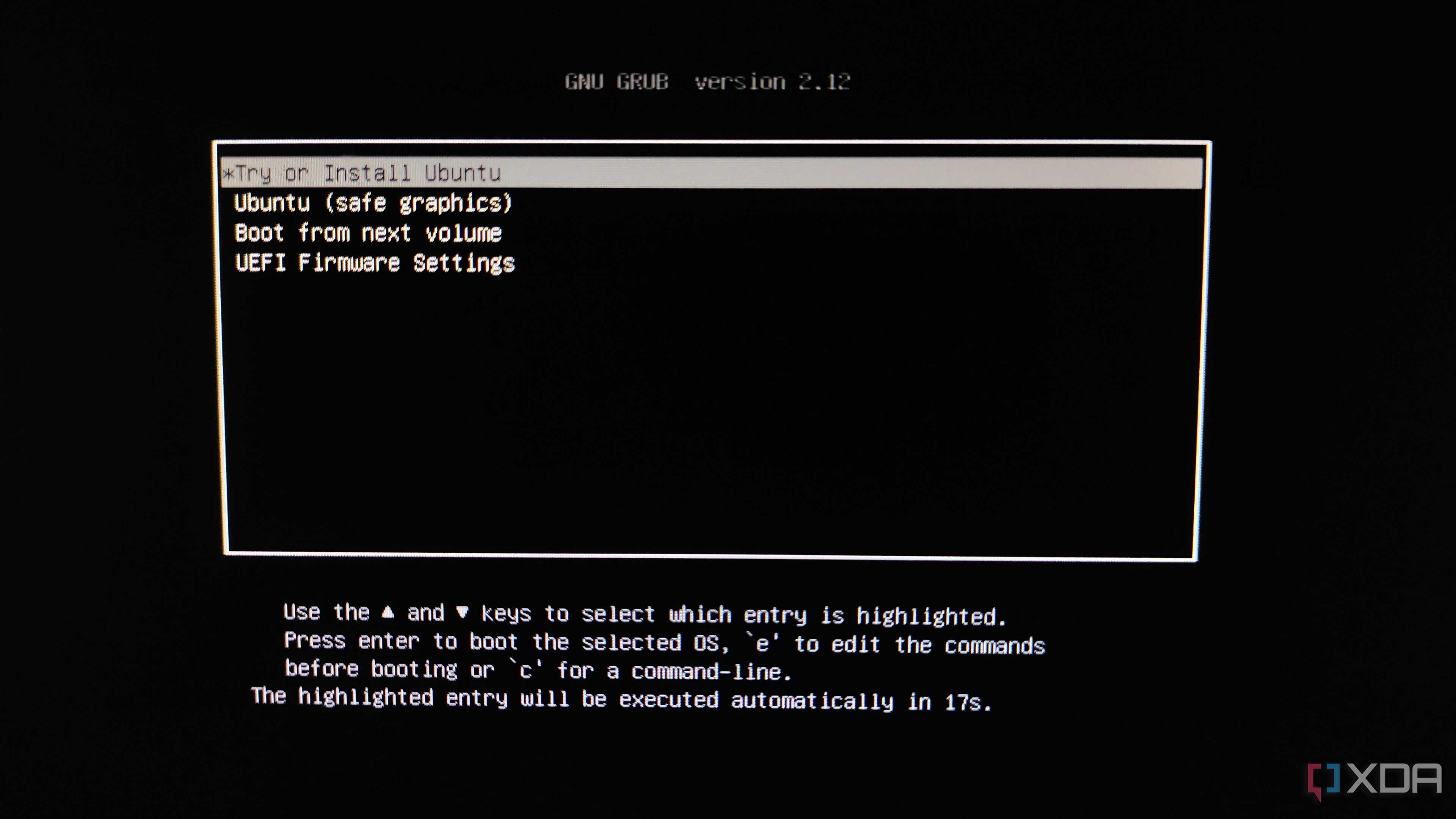 The GRUB bootloader settings