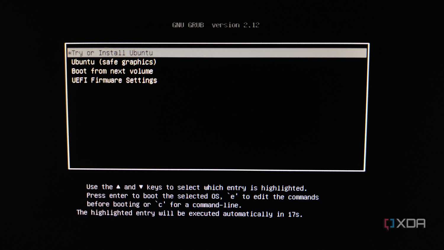 The GRUB bootloader settings
