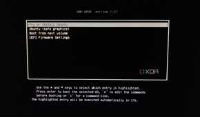 The GRUB bootloader settings