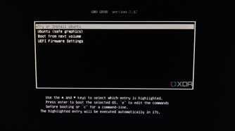 The GRUB bootloader settings