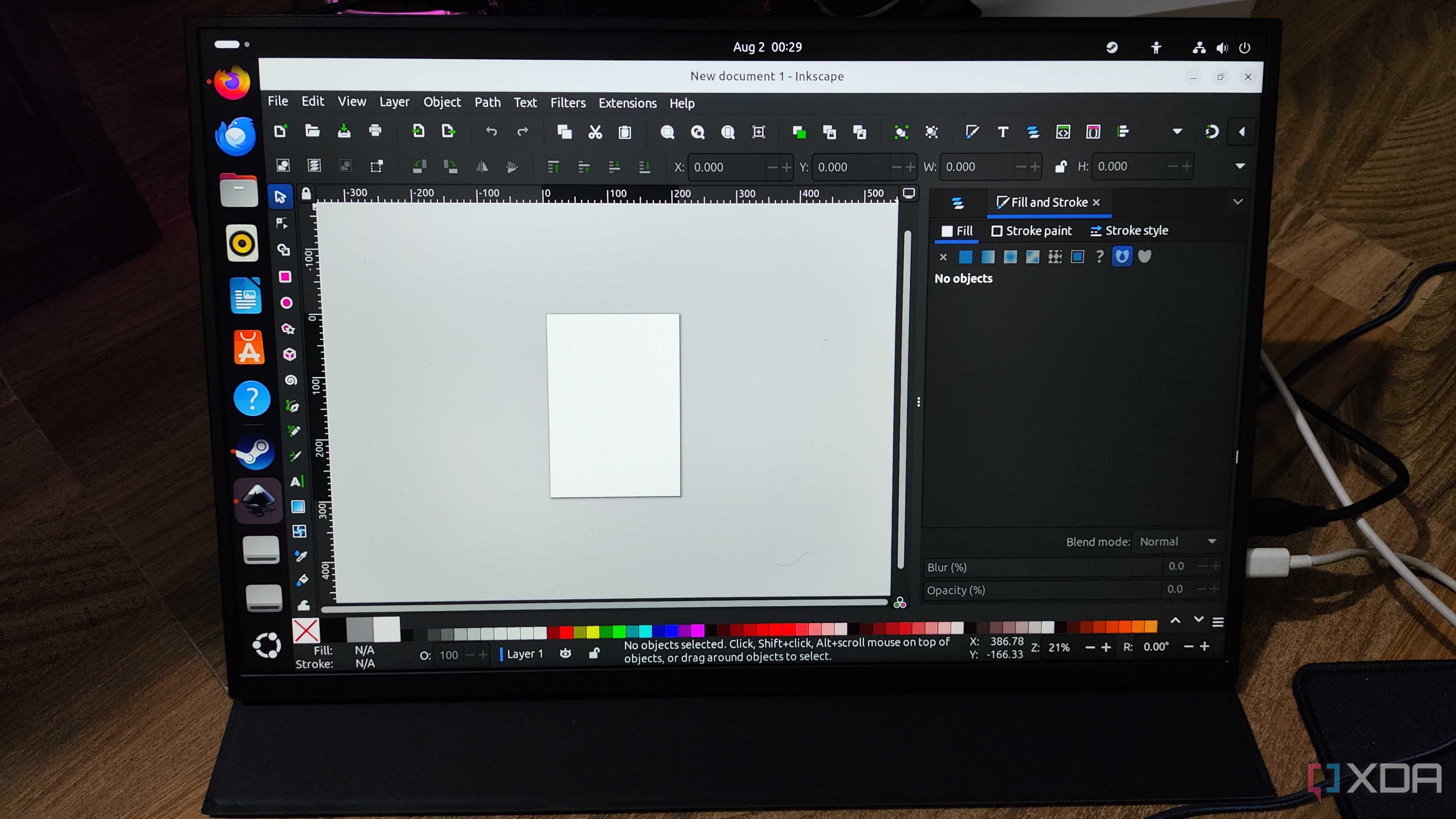 A Uperfect UGame K118 monitor displaying the Inkscape UI