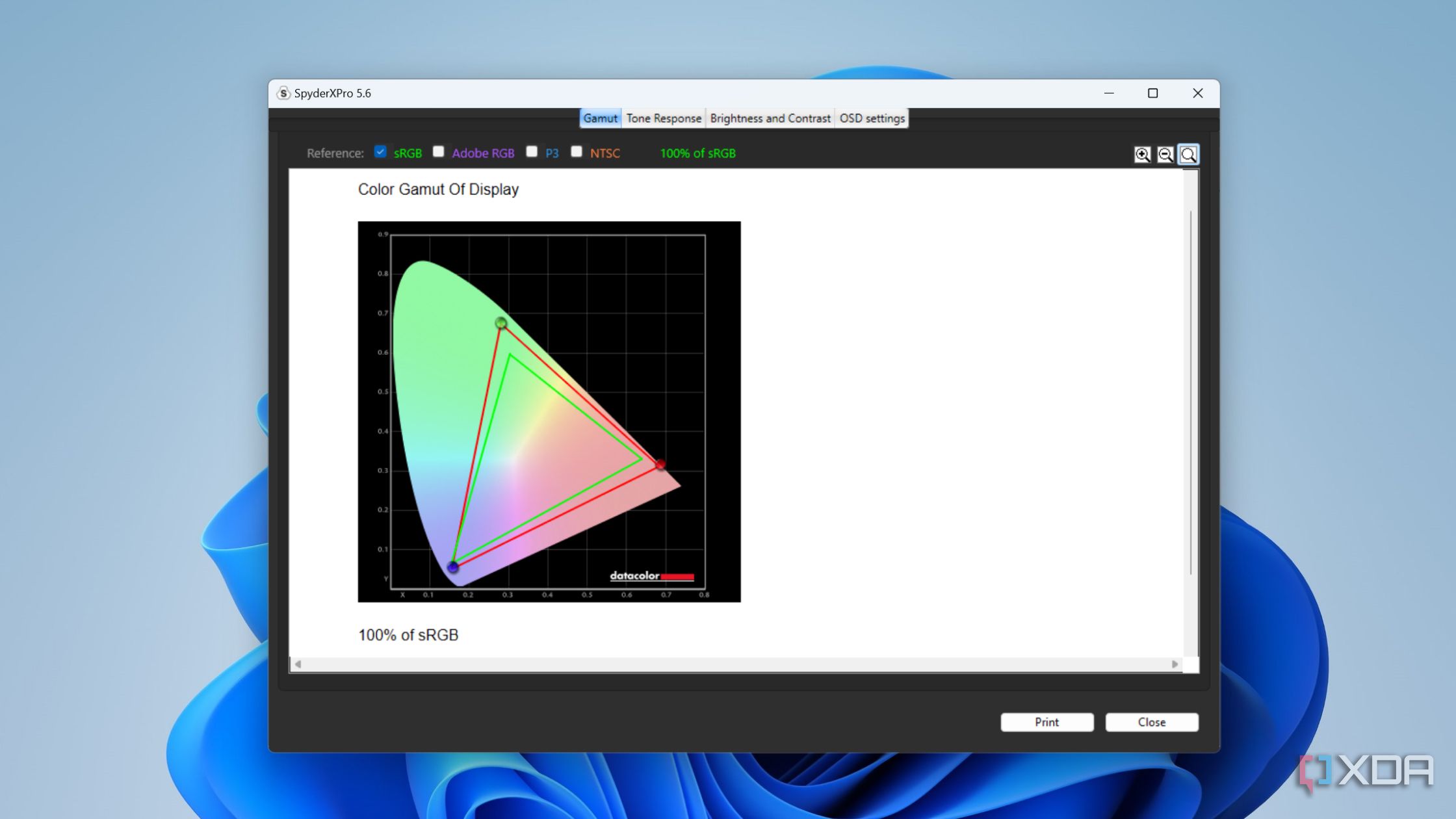 The sRGB coverage of the Uperfect UGame K118 