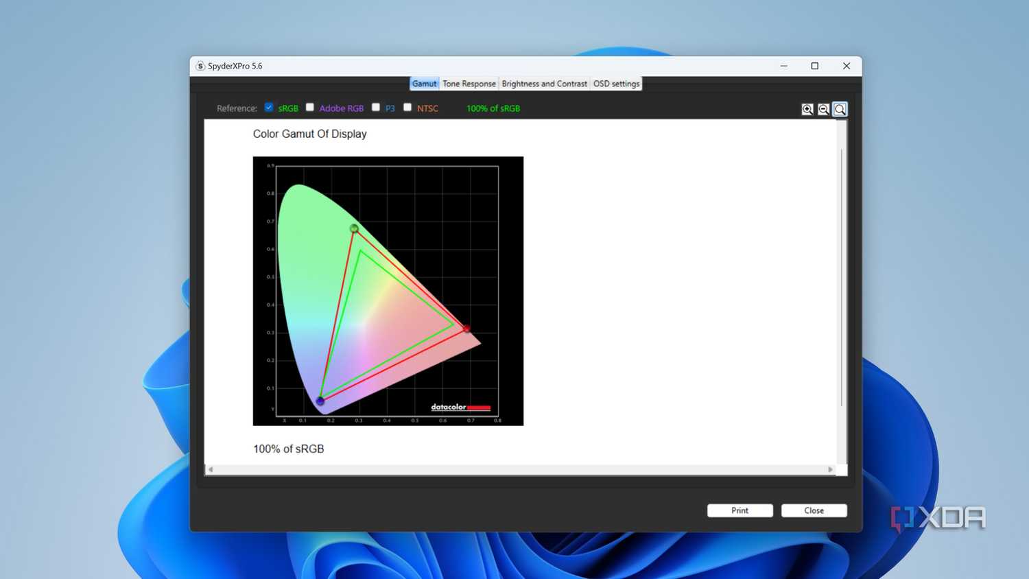 The sRGB coverage of the Uperfect UGame K118