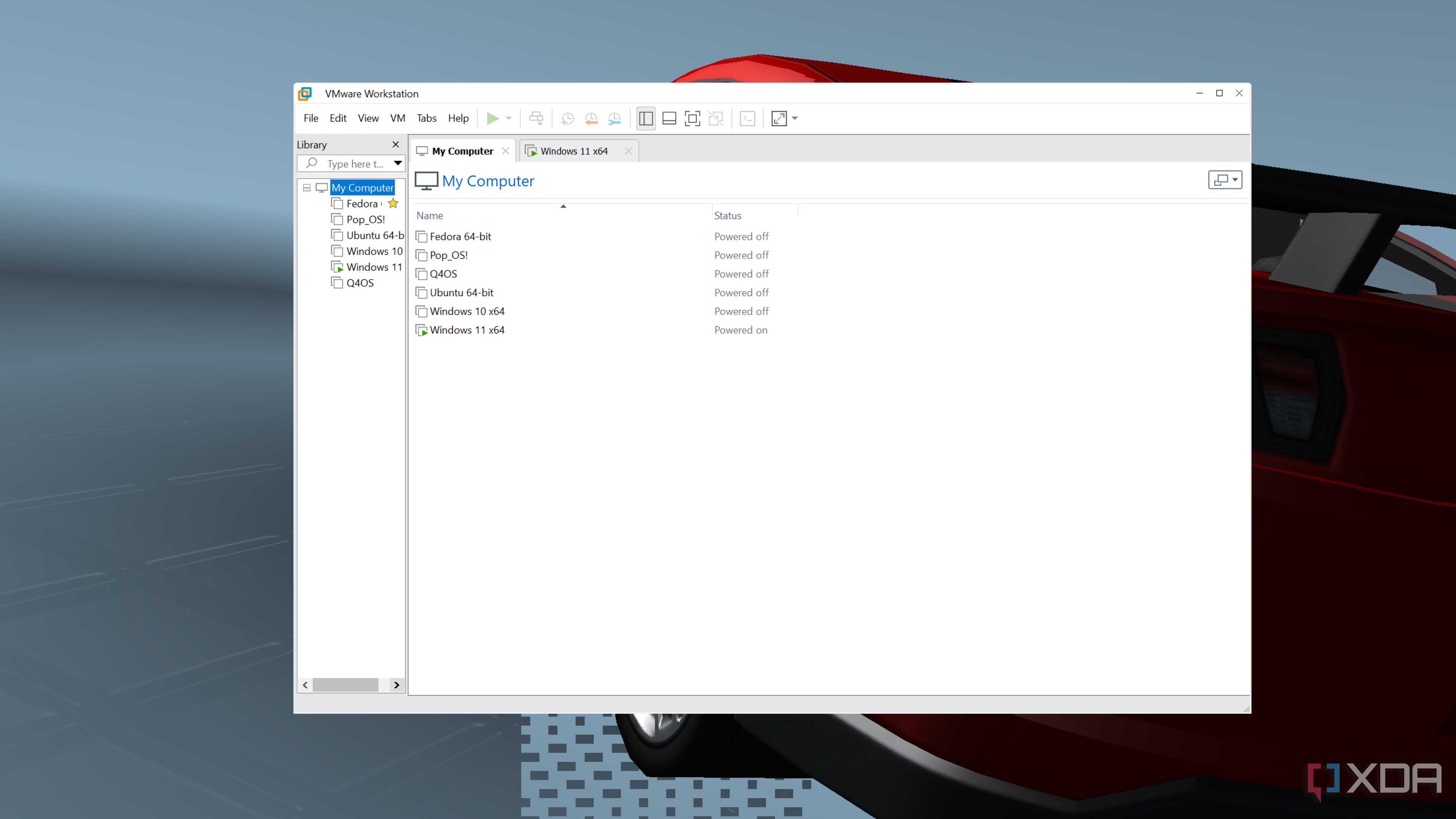 The VMware Workstation Pro UI