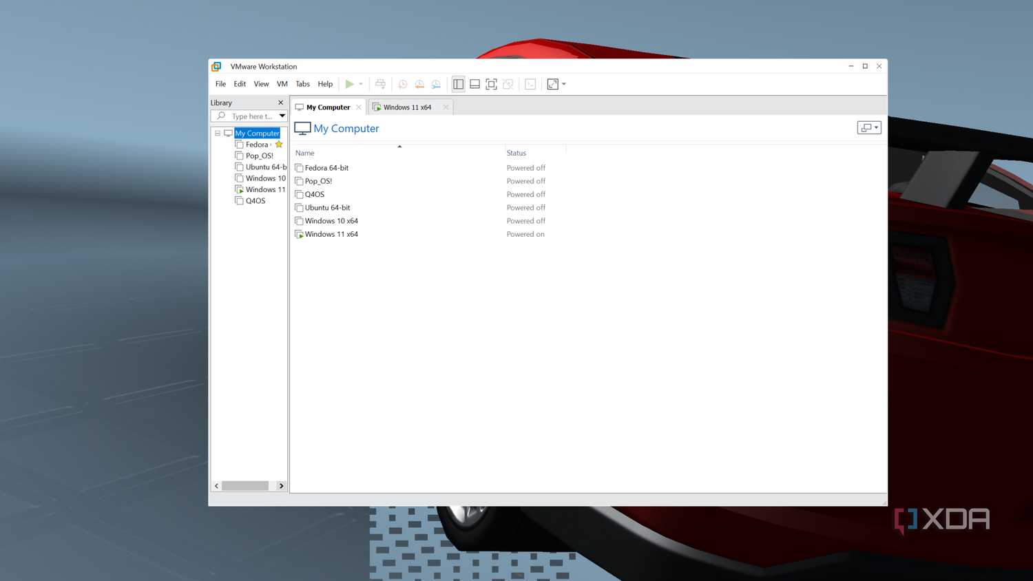 The VMware Workstation Pro UI