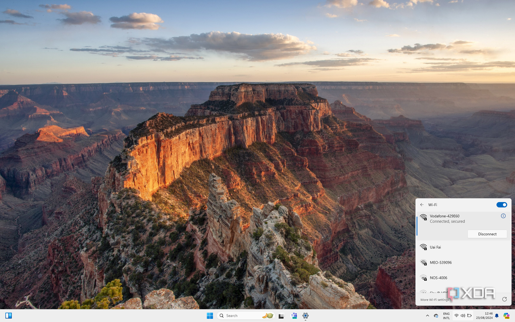 Screenshot of the Wi-Fi settings in the Quick Settings panel in Windows 11 version 24H2