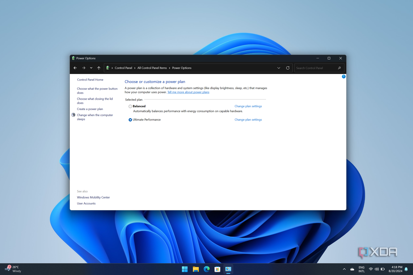 Windows 11 power plan settings