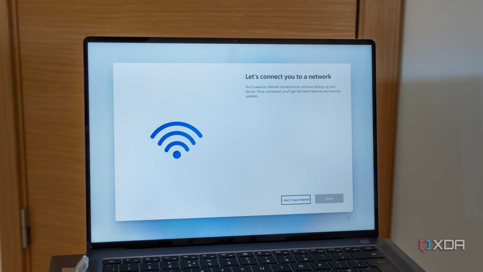 A laptop showing the network screen during the Windows 11 installation process