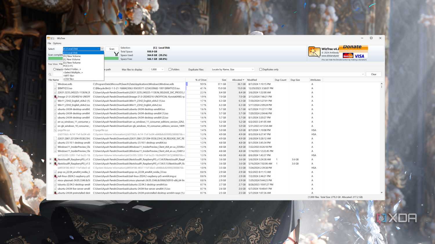 Selecting the drives in WizTree