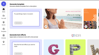 Adobe Express generative AI tools for text effects and templates