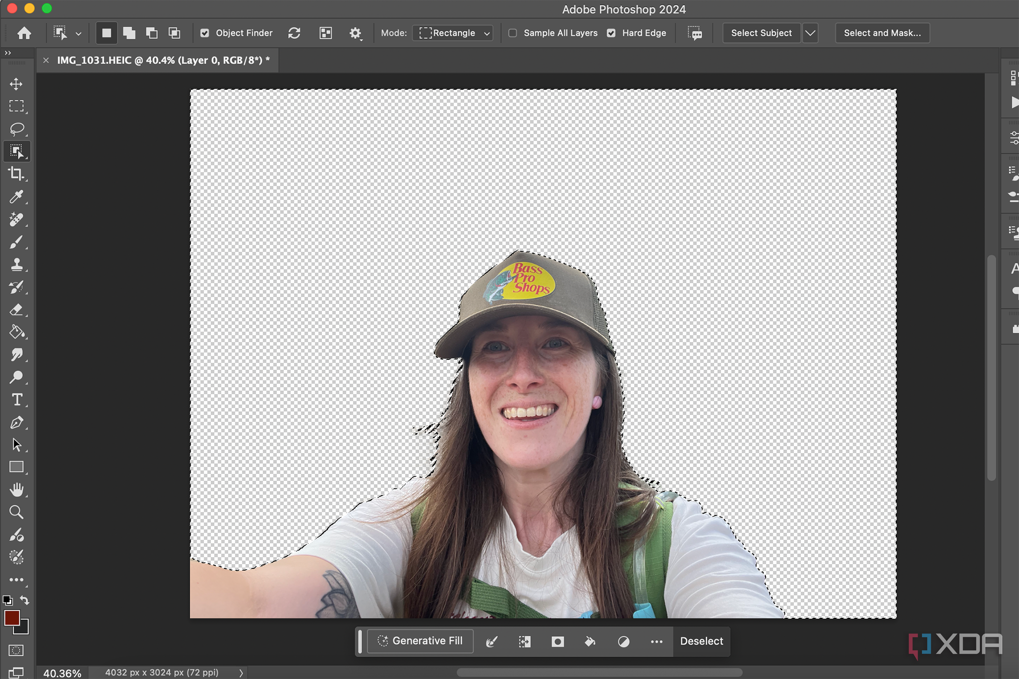 Adobe Photoshop image of a woman with a transparent background