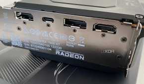 amd radeon rx 7900 xt graphics card seen from the I/O ports