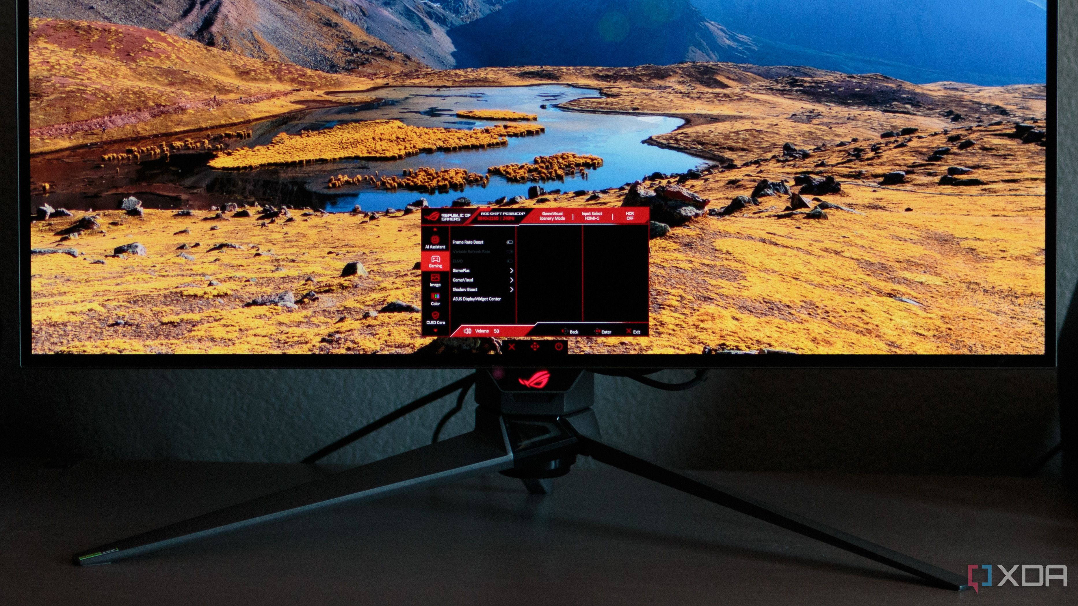 The OSD menu settings on the ASUS ROG PG32UCDP