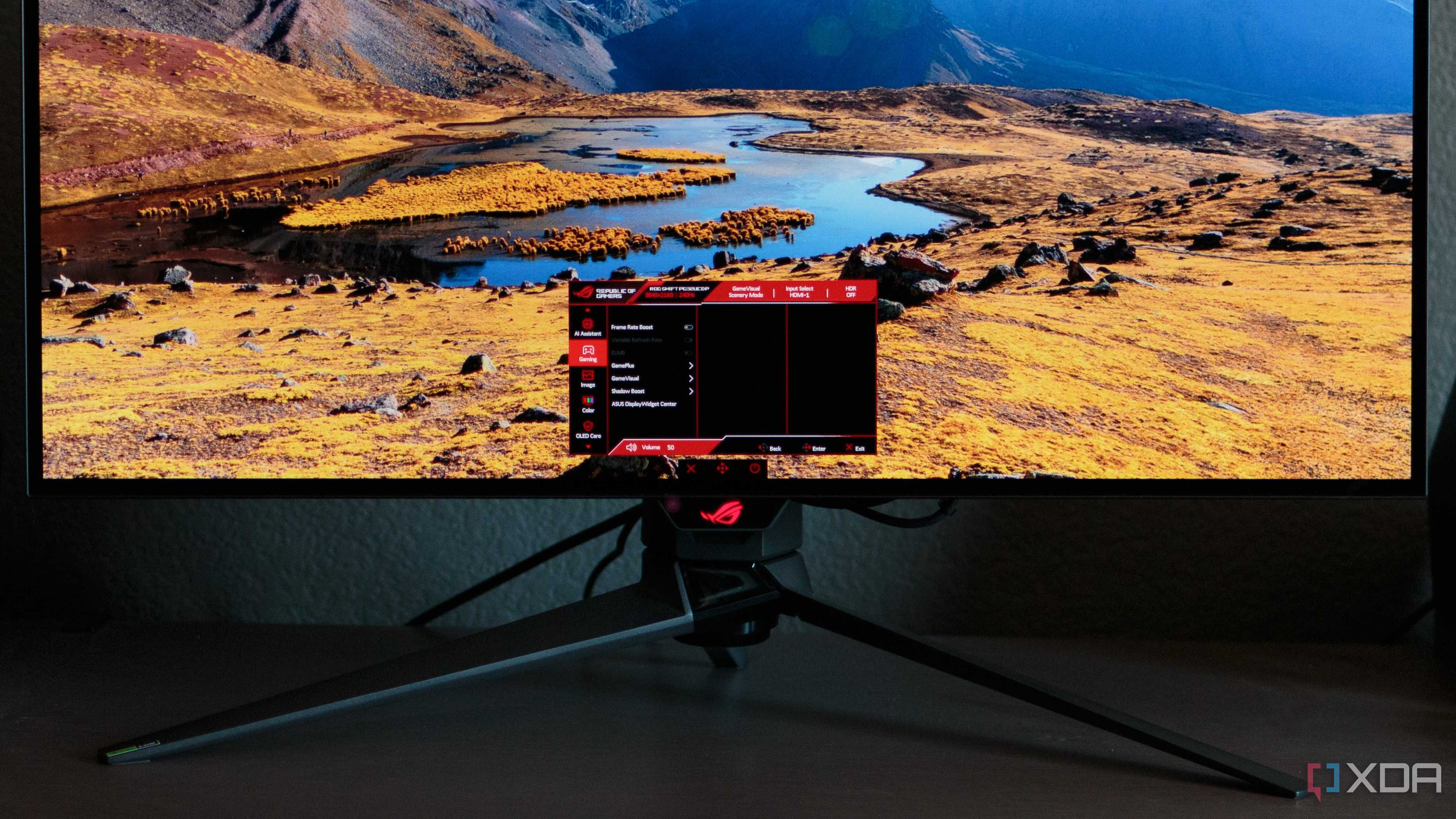 The OSD menu settings on the ASUS ROG PG32UCDP