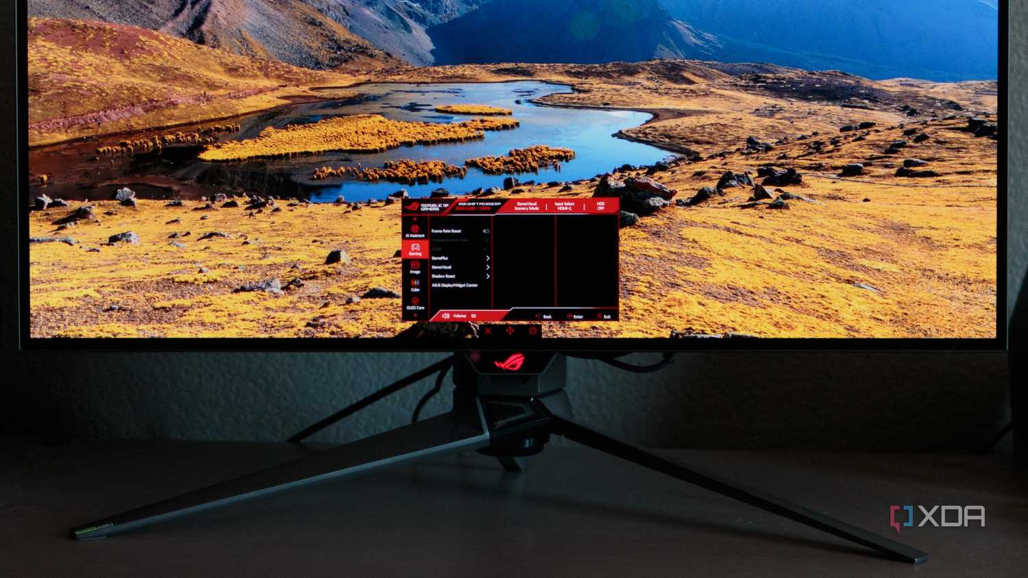 The OSD menu settings on the ASUS ROG PG32UCDP