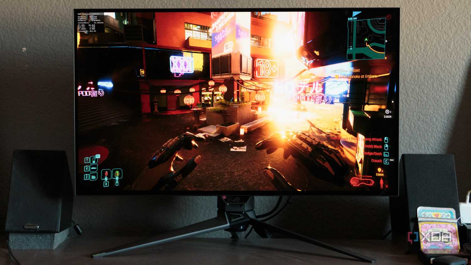 CyberPunk 2077 played on the ASUS ROG PG32UCDP.