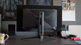 A rear view of the ASUS ROG PG32UCDP.