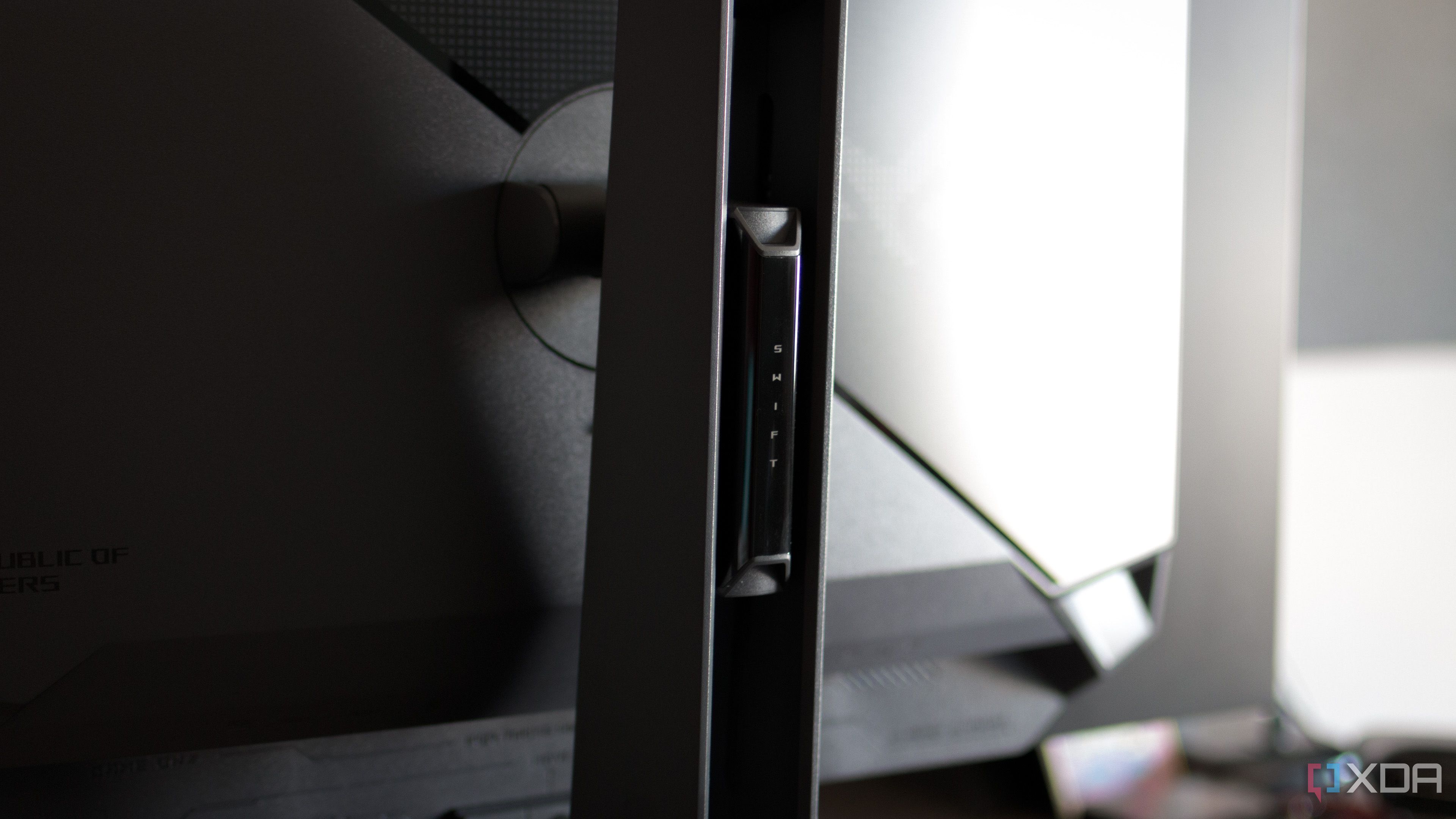 A rear close-up of the ASUS ROG PG32UCDP.