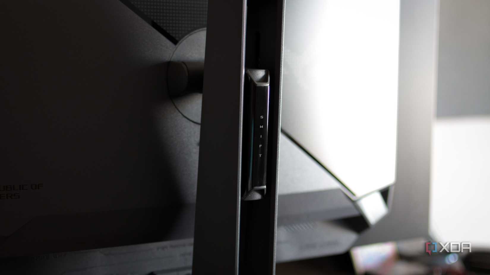 A rear close-up of the ASUS ROG PG32UCDP.