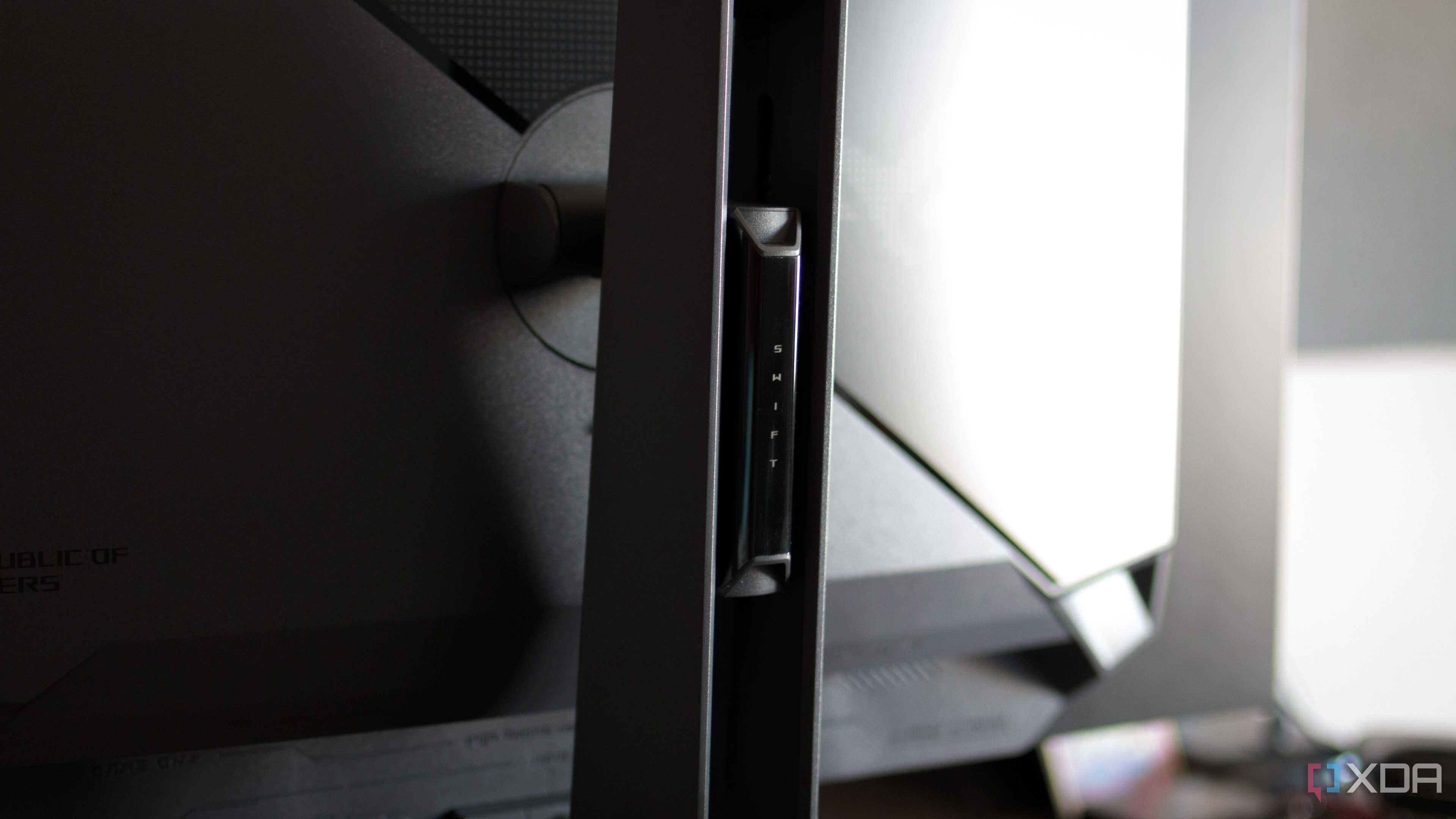 A rear close-up of the ASUS ROG PG32UCDP.