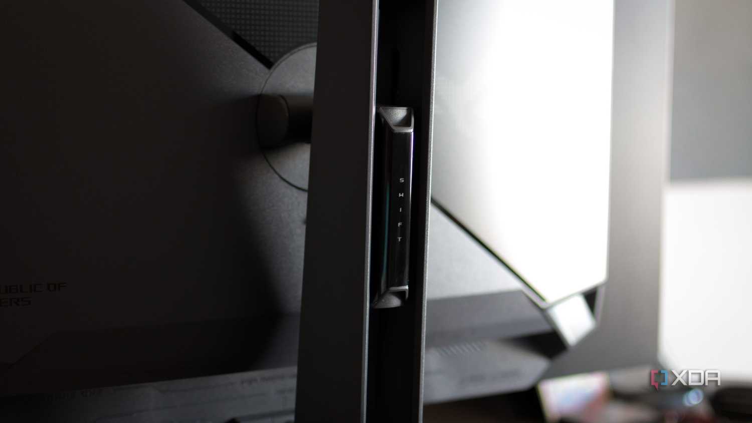 A rear close-up of the ASUS ROG PG32UCDP.
