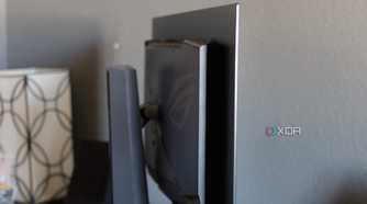A side view of the ASUS ROG PG32UCDP.