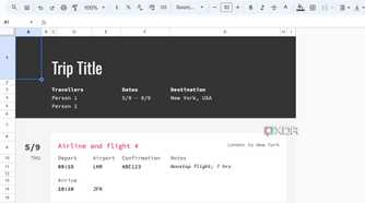 Google Sheets home menu