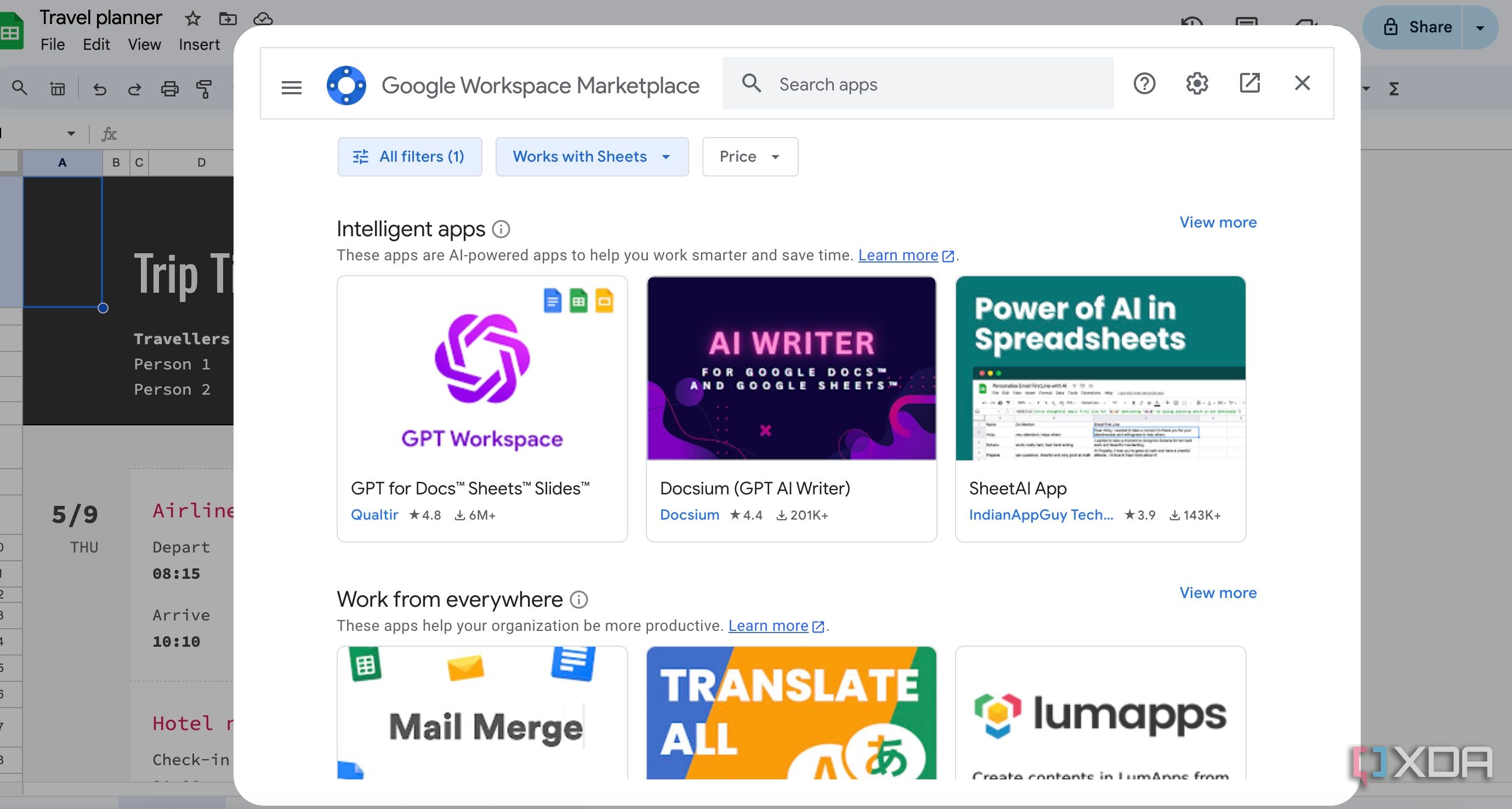 Google Workspace Marketplace for Google Sheets