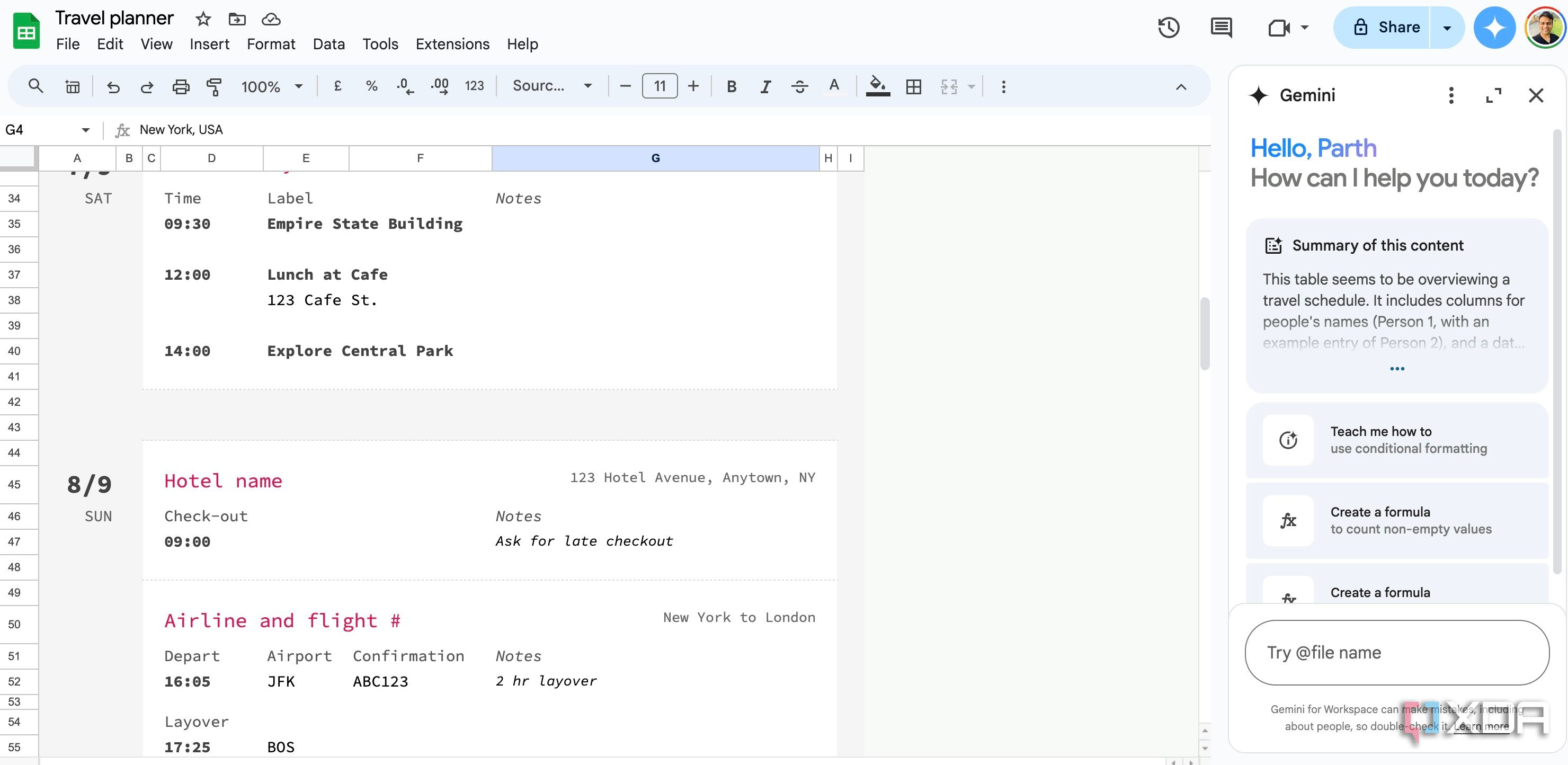 Google Gemini integration in Google Sheets