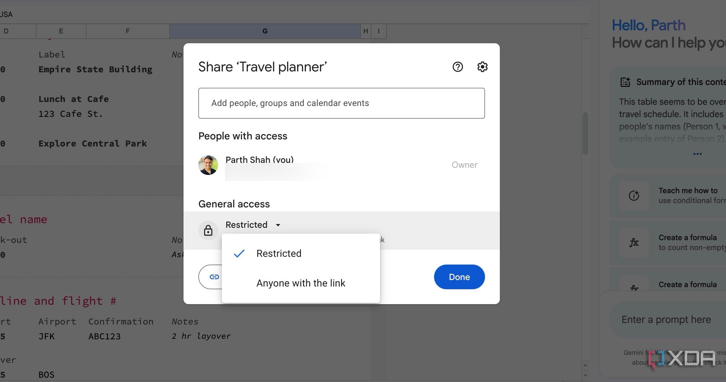Google Sheets collaboration